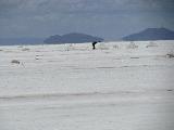 People working in the Salar have to cover their whole body (and wear sunglasses)