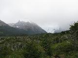 There is quite some fog there (and rain is coming towards us), but we can spot another glacier