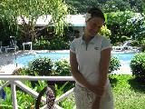 A swimming pool and a charming hostess :)