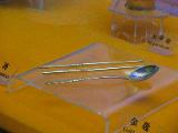 Gold chopsticks and spoon