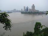 Another view of the Yangtse river. Note the different colour of the confluent river