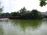 In Hanoi, there is a small lake with a tiny island