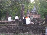 open air prayer, lead by a monk